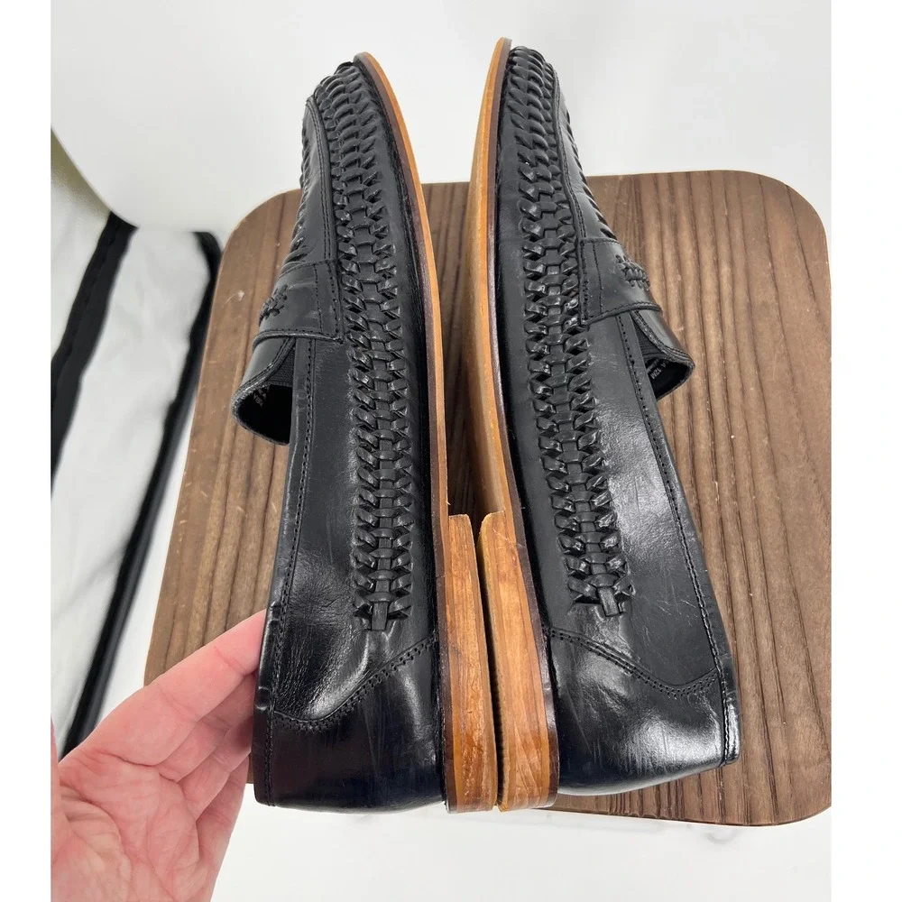 Deer Stags Puebla Black Woven Huarache Loafers Mens Size 12M Dress Shoes